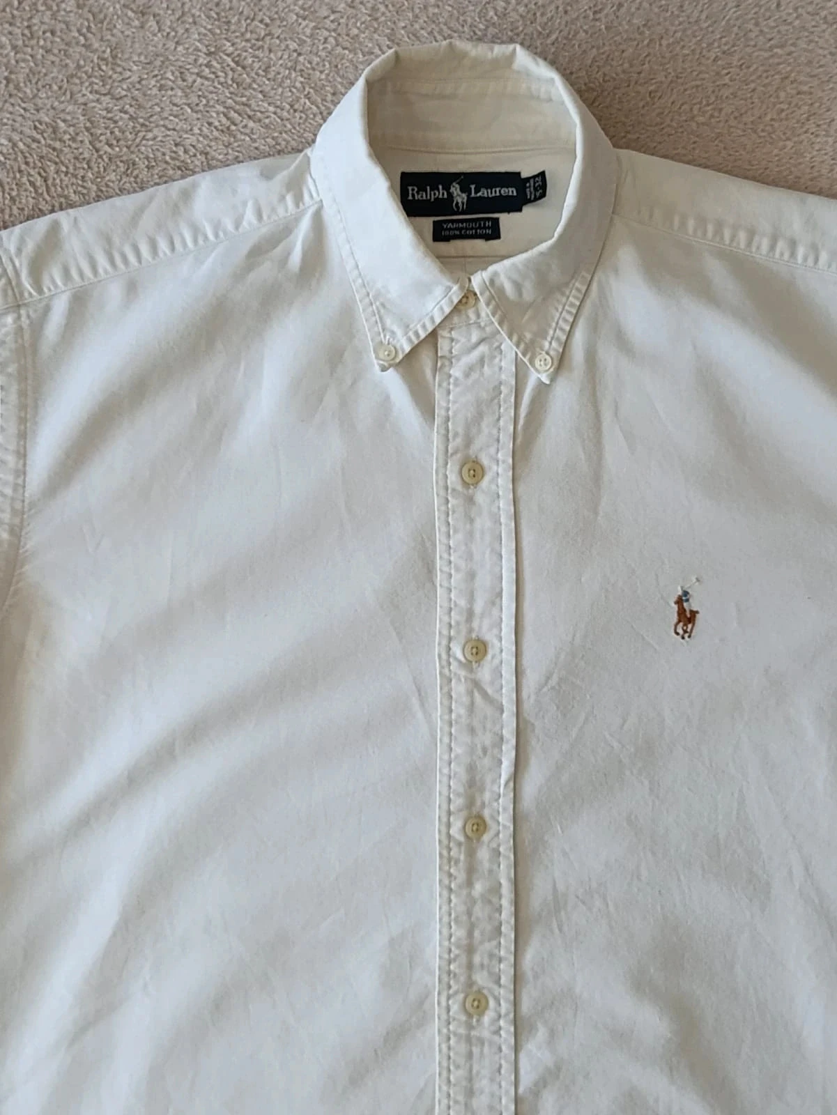 Camisa Ralph Lauren Vintage Yarmouth branco-acinzentado mangas curtas Tamanho 15/32 – photo 4